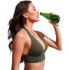 imageCRZ YOGA Womens Halter Bikini Tops V Neck Swim Bathing Suit Sexy Backless Swimsuit PaddedDark Olive