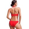 imageCRZ YOGA Womens Halter Bikini Tops V Neck Swim Bathing Suit Sexy Backless Swimsuit PaddedDeep Red