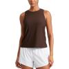 imageCRZ YOGA Cloudweight Crew Neck Workout Tanks Lightweight Athletic Gym Tops for Women Soft Basic Running Sleeveless ShirtsCoffee Brown