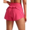 imageCRZ YOGA High Waisted Running Shorts for Women Ruffled Trim Tummy Control for Athletic with Mesh Liner Zip PocketLip Gloss Pink
