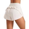 imageCRZ YOGA High Waisted Running Shorts for Women Ruffled Trim Tummy Control for Athletic with Mesh Liner Zip PocketMilky White Bone