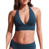 imageCRZ YOGA Womens Halter Bikini Tops V Neck Swim Bathing Suit Sexy Backless Swimsuit PaddedInsignia Blue