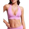 imageCRZ YOGA Womens Halter Bikini Tops V Neck Swim Bathing Suit Sexy Backless Swimsuit PaddedVita Pink
