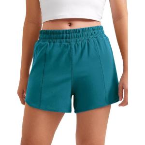 imageCRZ YOGA Girls Athletic Shorts with Zipper Pocket for Teens Kids Running Workout Casual Tennis Soccer Lightweight LinerBorealis Green