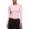 imageCRZ YOGA Softembrace Long Sleeve Shirts for Women Soft Crew Neck Fall Basic Tight Tops Fitted Casual Going Out TShirtsStrawberry Pink