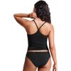 imageCRZ YOGA Womens Racerback Tankini Tops Scoop Neck Spaghetti Straps Bathing Suit Bikini Only Padded Crop Swim TankBlack