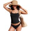 imageCRZ YOGA Womens Racerback Tankini Tops Scoop Neck Spaghetti Straps Bathing Suit Bikini Only Padded Crop Swim TankBlack
