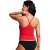 imageCRZ YOGA Womens Racerback Tankini Tops Scoop Neck Spaghetti Straps Bathing Suit Bikini Only Padded Crop Swim TankDeep Red