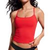 imageCRZ YOGA Womens Racerback Tankini Tops Scoop Neck Spaghetti Straps Bathing Suit Bikini Only Padded Crop Swim TankDeep Red