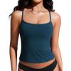imageCRZ YOGA Womens Racerback Tankini Tops Scoop Neck Spaghetti Straps Bathing Suit Bikini Only Padded Crop Swim TankInsignia Blue