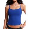 imageCRZ YOGA Womens Racerback Tankini Tops Scoop Neck Spaghetti Straps Bathing Suit Bikini Only Padded Crop Swim TankWaves Blue