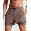 imageCRZ YOGA 2 in 1 Mens Athletic Shorts 35 with Liner Quick Dry Lightweight for Running Gym with Zip PocketsBrown Rock