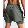 imageCRZ YOGA 2 in 1 Mens Athletic Shorts 35 with Liner Quick Dry Lightweight for Running Gym with Zip PocketsGrey Sage
