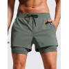 imageCRZ YOGA 2 in 1 Mens Athletic Shorts 35 with Liner Quick Dry Lightweight for Running Gym with Zip PocketsGrey Sage