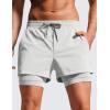 imageCRZ YOGA 2 in 1 Mens Athletic Shorts 35 with Liner Quick Dry Lightweight for Running Gym with Zip PocketsPlatinum Grey