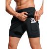 imageCRZ YOGA 2 in 1 Mens Athletic Shorts 35 with Liner Quick Dry Lightweight for Running Gym with Zip PocketsBlack