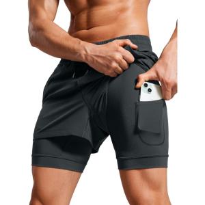 imageCRZ YOGA 2 in 1 Mens Athletic Shorts 35 with Liner Quick Dry Lightweight for Running Gym with Zip PocketsInk Gray