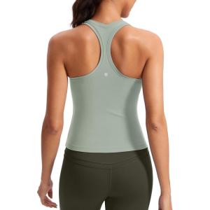 imageCRZ YOGA Butterluxe Racerback Workout Tank Tops for Women Tight Sleeveless Camisole Gym Athletic Yoga ShirtsGreen Palm Court