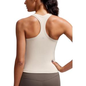 imageCRZ YOGA Butterluxe Racerback Workout Tank Tops for Women Tight Sleeveless Camisole Gym Athletic Yoga ShirtsMojave Tan
