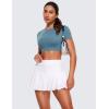 imageCRZ YOGA Womens Butterluxe Double Lined Open Back Crop Tops Backless Short Sleeve Workout Shirts Casual Tight TShirtsBlue Ashes