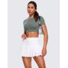 imageCRZ YOGA Womens Butterluxe Double Lined Open Back Crop Tops Backless Short Sleeve Workout Shirts Casual Tight TShirtsGrey Sage