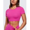 imageCRZ YOGA Womens Butterluxe Double Lined Open Back Crop Tops Backless Short Sleeve Workout Shirts Casual Tight TShirtsHibiscus Purple