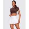 imageCRZ YOGA Womens Butterluxe Double Lined Open Back Crop Tops Backless Short Sleeve Workout Shirts Casual Tight TShirtsTaupe