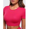imageCRZ YOGA Womens Butterluxe Double Lined Open Back Crop Tops Backless Short Sleeve Workout Shirts Casual Tight TShirtsViva Magenta