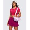 imageCRZ YOGA Womens Butterluxe Double Lined Open Back Crop Tops Backless Short Sleeve Workout Shirts Casual Tight TShirtsViva Magenta