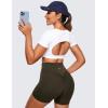 imageCRZ YOGA Womens Butterluxe Double Lined Open Back Crop Tops Backless Short Sleeve Workout Shirts Casual Tight TShirtsWhite