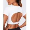 imageCRZ YOGA Womens Butterluxe Double Lined Open Back Crop Tops Backless Short Sleeve Workout Shirts Casual Tight TShirtsWhite