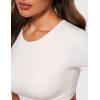 imageCRZ YOGA Womens Butterluxe Double Lined Open Back Crop Tops Backless Short Sleeve Workout Shirts Casual Tight TShirtsWhite Apricot