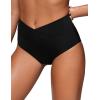 imageCRZ YOGA Womens V Cut Bikini Bottom High Waisted Cross Front Bathing Swimsuit Full Coverage Swim BriefsBlack