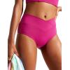 imageCRZ YOGA Womens V Cut Bikini Bottom High Waisted Cross Front Bathing Swimsuit Full Coverage Swim BriefsGranita Pink