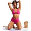 imageCRZ YOGA Womens V Cut Bikini Bottom High Waisted Cross Front Bathing Swimsuit Full Coverage Swim BriefsGranita Pink