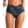 imageCRZ YOGA Womens V Cut Bikini Bottom High Waisted Cross Front Bathing Swimsuit Full Coverage Swim BriefsJungle Camouflage Gray