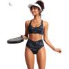 imageCRZ YOGA Womens V Cut Bikini Bottom High Waisted Cross Front Bathing Swimsuit Full Coverage Swim BriefsJungle Camouflage Gray