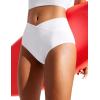 imageCRZ YOGA Womens V Cut Bikini Bottom High Waisted Cross Front Bathing Swimsuit Full Coverage Swim BriefsWhite
