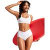 imageCRZ YOGA Womens V Cut Bikini Bottom High Waisted Cross Front Bathing Swimsuit Full Coverage Swim BriefsWhite