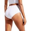 imageCRZ YOGA Womens V Cut Bikini Bottom High Waisted Cross Front Bathing Swimsuit Full Coverage Swim BriefsWhite