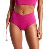 imageCRZ YOGA Womens V Cut Bikini Bottom High Waisted Cross Front Bathing Swimsuit Full Coverage Swim BriefsGranita Pink