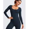 imageCRZ YOGA Butterluxe Long Sleeve Jumpsuits for Women Scoop Neck Casual Yoga One Piece 25quot Leggings RompersTrue Navy