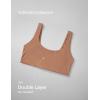 imageCRZ YOGA Softhold Womens Double Lined U Back Bralettes  Scoop Neck Unlined TShirt Everyday Bras Smooth Wireless CamiGravel Beige