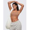 imageCRZ YOGA Softhold Womens Double Lined U Back Bralettes  Scoop Neck Unlined TShirt Everyday Bras Smooth Wireless CamiGravel Beige