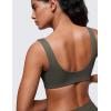 imageCRZ YOGA Softhold Womens Double Lined U Back Bralettes  Scoop Neck Unlined TShirt Everyday Bras Smooth Wireless CamiLight Army Green