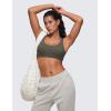 imageCRZ YOGA Softhold Womens Double Lined U Back Bralettes  Scoop Neck Unlined TShirt Everyday Bras Smooth Wireless CamiLight Army Green