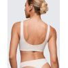 imageCRZ YOGA Softhold Womens Double Lined U Back Bralettes  Scoop Neck Unlined TShirt Everyday Bras Smooth Wireless CamiMilky White