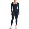 imageCRZ YOGA Butterluxe Long Sleeve Jumpsuits for Women Scoop Neck Casual Yoga One Piece 25quot Leggings RompersTrue Navy