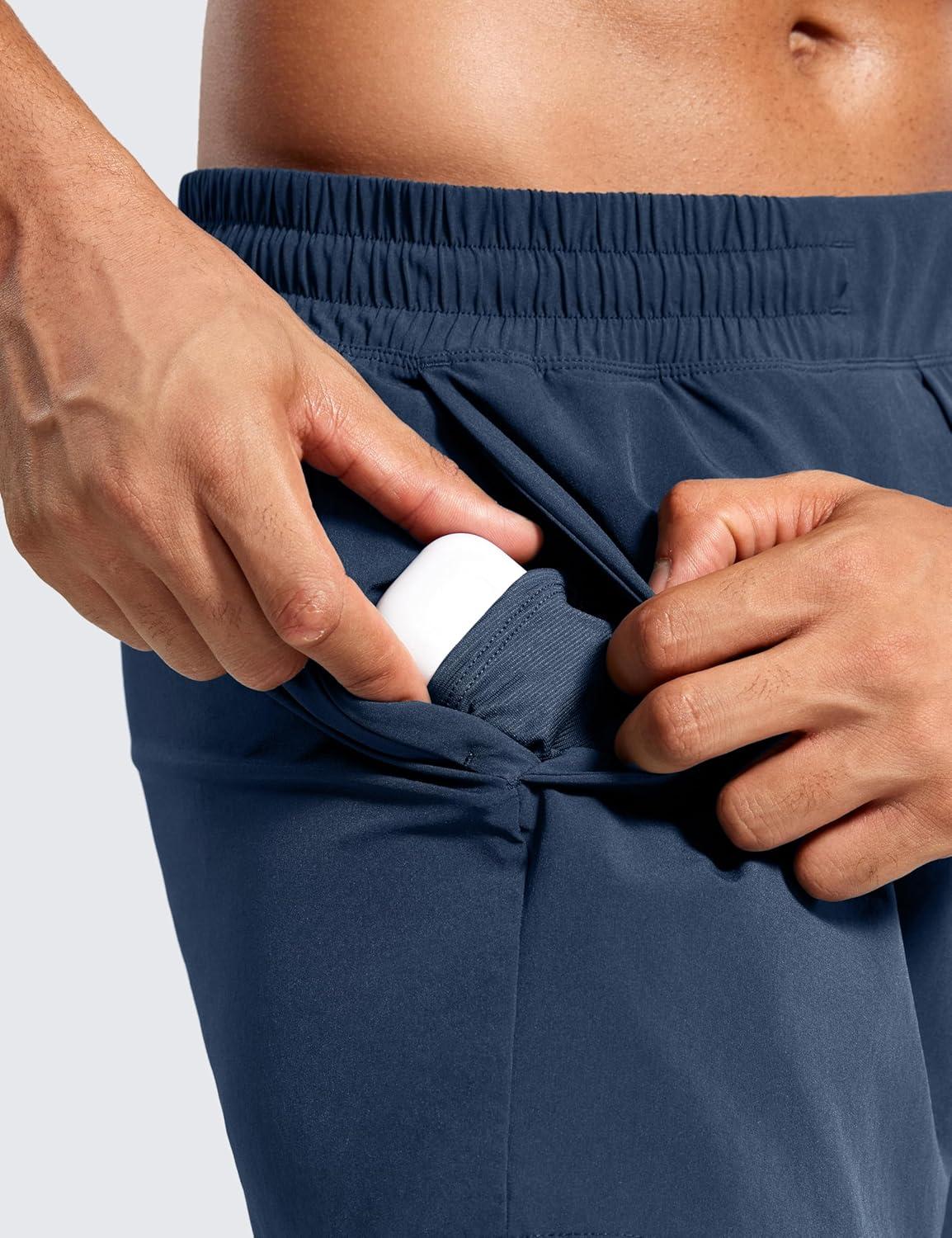 imageCRZ YOGA 2 in 1 Mens Athletic Shorts 5 with Liner Quick Dry Lightweight for Running Sports Gym with PocketsElectric Blue