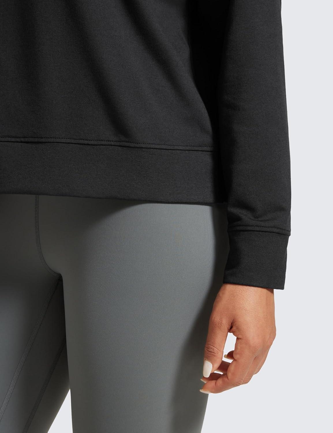 imageCRZ YOGA Cloud Jersey Pullover Sweatshirt for Women Long Sleeve Soft Casual Crewneck Tops Basic Workout Fall ShirtsBlack
